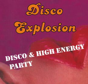 CD-Cover für die Disco Explosion: Close-up auf Mund einer Frau mit rot gefärbten Lippen.